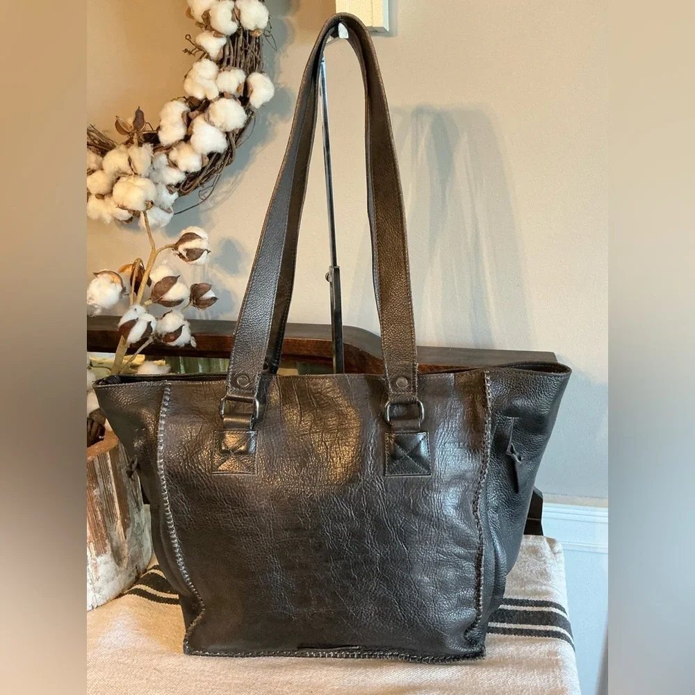 Bed Stu Leather Celindra LTC Shoulder Tote Bag Black Rustic Retail $305 - Picture 4 of 15